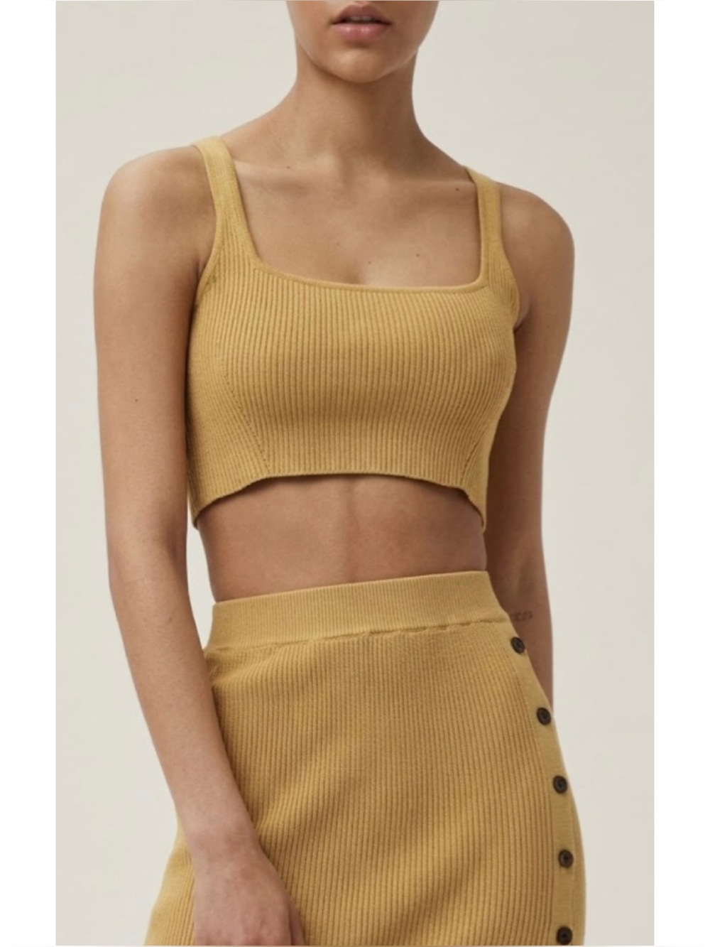 Lita By Ciara Revolve True Rib Crop Tank Top Iced Coffee NWT Square Neck